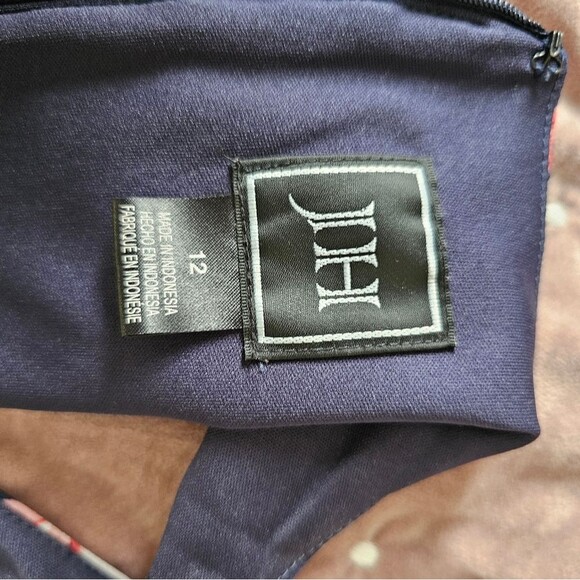 JH Jessica Howard Navy Floral Sleeveless Fit & Flare Pleated Neckline Fully Line - Picture 7 of 10